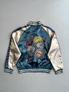 Sukajan Satin Bomber Jacket Skull Chrysanthemum Embroidery Chelsea FC Patch (M)
