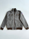 5th Street Jeans Sherpa Lined Military Bomber Jacket – Washed Grey (L)