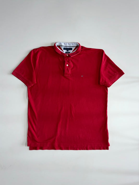 Tommy Hilfiger Polo Shirt – Red, 40’s Two Ply Cotton, Men’s (2XL)
