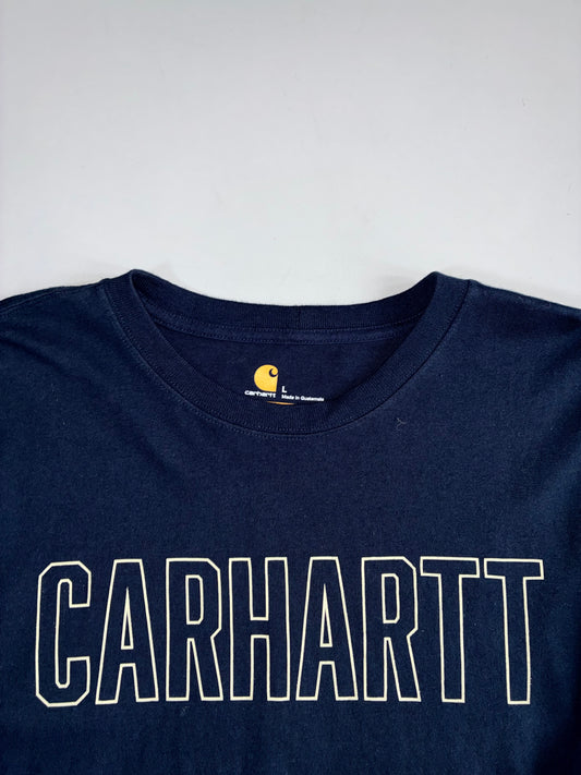 Carhartt Navy Blue Outline Logo Long Sleeve Graphic Tee(XXL/XXXL)