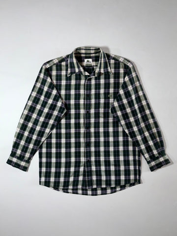 Lacoste Plaid Flannel Long Sleeve Shirt – Green/Navy Check, (M)