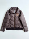 Vintage Japanese Brown Faux-Suede Puffer Jacket – Studded Embroidery (M)