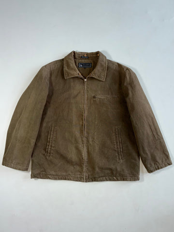 Vintage Santa Barbara Polo Brown Canvas Zip-Up Work Jacket Furr inside (XL)