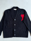 AMI Paris Ami de Coeur Black Knit Cardigan (L)