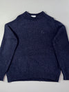 Lacoste Navy Relaxed Fit Wool Sweater with Tonal Croc Logo (L)
