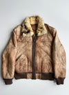 Shepherd Genuine Leather Shearling Fur Collar Bomber Jacket (M/L)