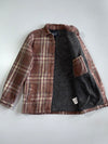 Carhartt TJ4452 Sherpa-Lined Brown Plaid Flannel Shirt Long Jacket (S)