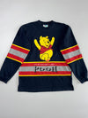 Disney Pooh | Vintage Navy Hockey Stripe Embroidered Sweatshirt | (XL)