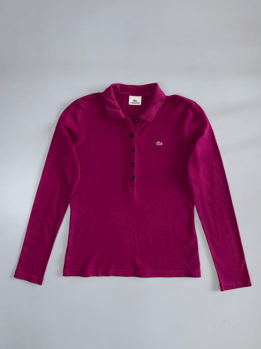 Lacoste Long Sleeve Stretch Polo Magenta (M)