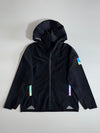 Adidas RAIN.RDY Reflective Hooded Jacket Black iridescent panels, waterproof (L)