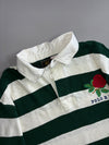 Polo Ralph Lauren Rugby Shirt Green & White Striped Long Sleeve Polo w/ Rose Embroidery, Men’s (XL)