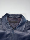 Prendang Perforated Leather Harrington Jacket – Navy (S)