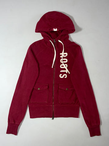 Vintage Roots Canada Maroon Zip-Up Hoodie (XS)
