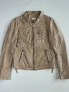 Vintage Esprit Beige Leather Cafe Racer Jacket (S)
