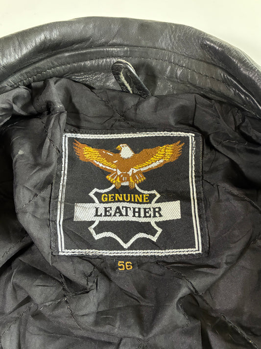 Vintage Black Genuine Leather biker jacket Heavy (L)