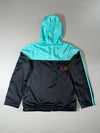 Adidas 3-Stripe Teal & Black Hooded Windbreaker Jacket (S)