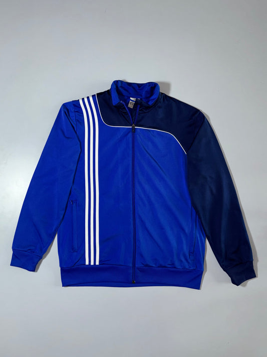 Adidas Blue & Navy Colorblock 3-Stripes Track Jacket (XL)