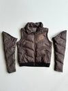 Vintage Japanese Brown Faux-Suede Puffer Jacket – Studded Embroidery (M)
