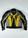 IXS Yellow Flame Genuine Leather Motorcycle Racing Jacket Padded (XL)