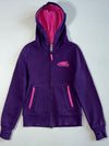 Roots Athletics Fleece-Lined Zip-Up Hoodie Purple/Pink, Beaver Logo, Thumbholes, (XS)
