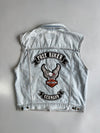 Lee Vintage Light Wash Patched Denim Biker Vest (XL)