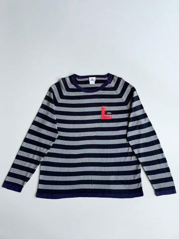 Lacoste Striped Logo Patch Long-Sleeve Knit Sweater(2XL)