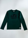 Roots Canada Established 1973 Tonal Plaid Beaver Logo Embroidered Forest Green Cotton Long Sleeve T-Shirt (M/L)