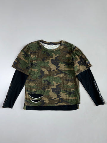 TKKE Camo Layered-Look T-Shirt (L)