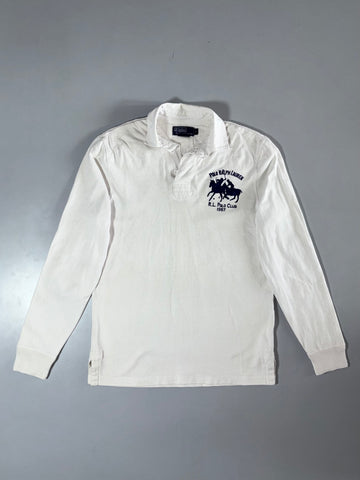 Polo Ralph Lauren White Embroidered Long Sleeve Rugby Shirt  Size (M)