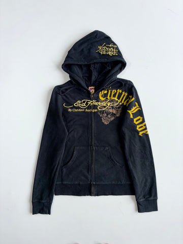 Ed Hardy | Black Gold Eternal Love Tiger Zip Hoodie Women’s (Xs)