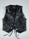 Euro Stars Western Fringe Leather Biker Vest (M)