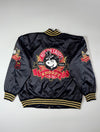 Vintage Snoopy Satin Bomber Jacket – Black/Gold Striped(XL)