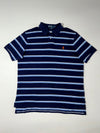 Polo Ralph Lauren | Navy & Sky Blue Striped Custom Fit Polo | (2XL)