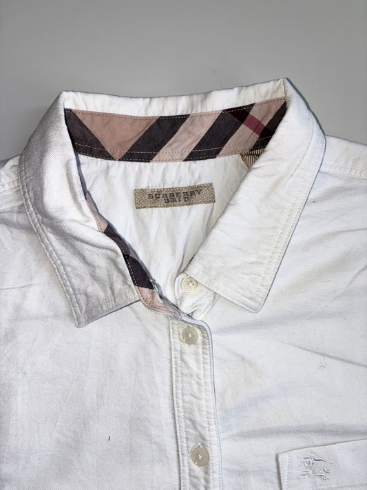 Burberry Brit Oxford Shirt White with Nova Check Trim (S)