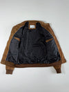 Maddison | Brown Suede Bomber Jacket – "BRAT" Patch Flap Pocket | (M)