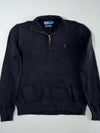 Polo by Ralph Lauren Black Quarter-Zip Cotton Sweater – Purple Pony (M)