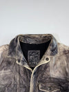 Distressed Diamond-Quilted Leather Shacket (M)