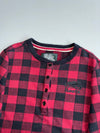 Roots Canada Red Black Buffalo Check Henley Sweatshirt – (M)