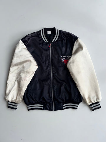Nike Chicago Bulls Black White Satin Bomber Jacket  NBA (M/L)