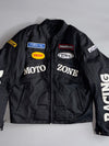 Ventiuno | Black Racing Patch Moto Jacket (Paded) (M)
