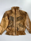 Winlit Paisley Patchwork Tan Leather Bomber Jacket (M/L)