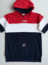 Fila | Red White Navy Colorblock Short Sleeve Hoodie | (S)