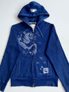 Vintage Roots Navy Blue Dragon Graphic Zip-Up Hoodie (S)
