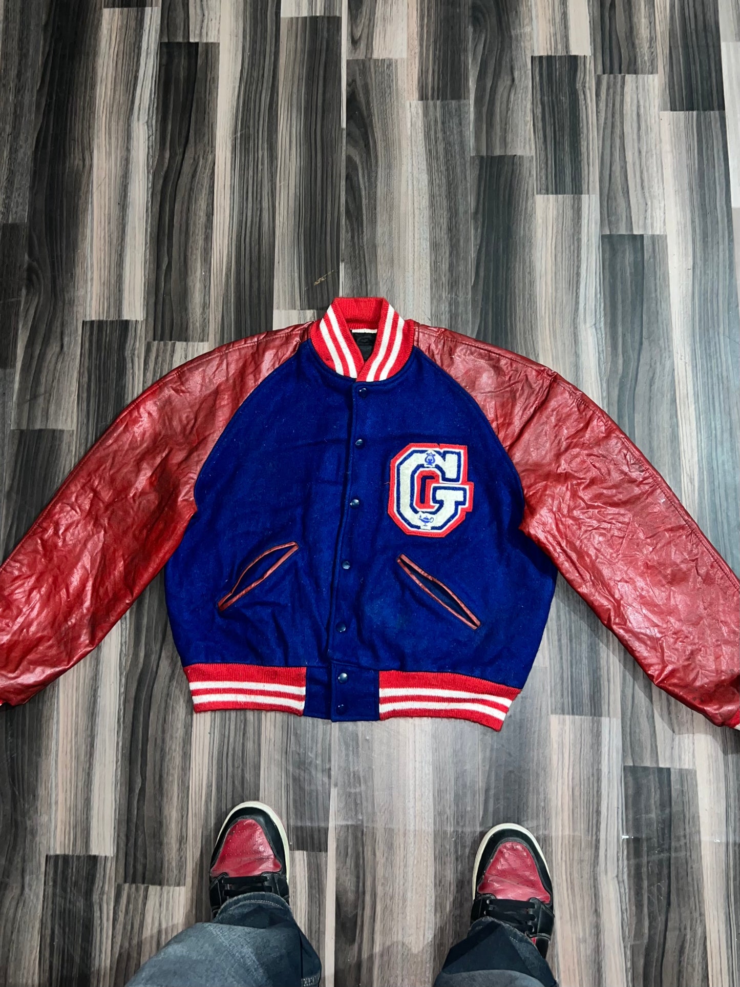 ZPremium Leather Varsity Jacket (S/M)