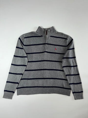 Polo Ralph Lauren Quarter-Zip Striped Sweater Grey (XL)