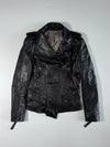 Asymmetric Zip Leather Biker Jacket – Black (Women's) (XS)