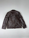 Vintage Dark Brown Genuine Leather Zip Jacket – Classic Collar (L)