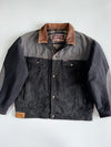 Vintage Marlboro Classics  Original Hard Canvas Trucker Jacket with Genuine Leather Collar & Plaid Flannel Lining (XL)