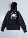 Roots Canada Black Beaver Logo Hoodie (L)