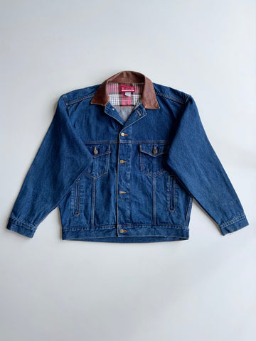 Marlboro Country Store Leather-Collar Denim Trucker Jacket (L)